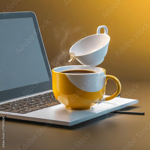 cup of tea and laptop