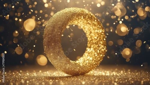 'confetti glittery magic background design. Christmas golden sparkle light frame Abstract glowing New shimmering Year sparkling shimmer Gold particles ring circle glistering gli'