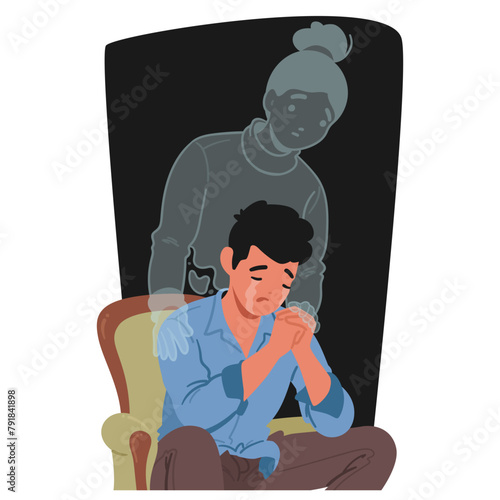 Broken Man Weeps Silently, His Heart Heavy With The Loss Of His Beloved Wife, Longing For Her Warmth And Presence
