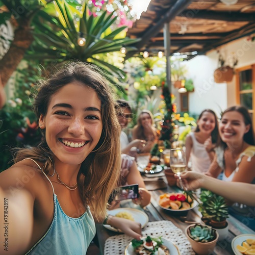 Selfie with a group of friends