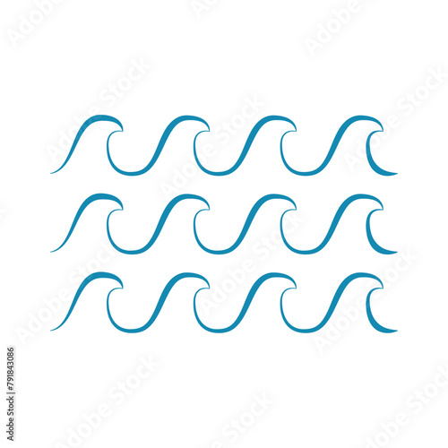 Ocean waves pattern. Marine water seamless. Vector illustration
