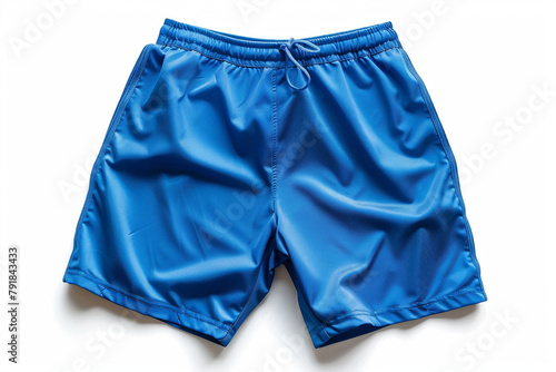 A pair of athletic shorts in a performance fabric, perfect for a sporty and active summer men's attire isolated on solid white background.