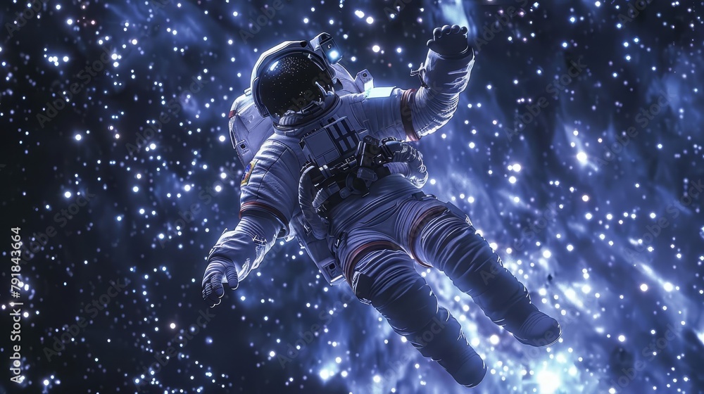 astronaut floating in the vast expanse of space surrounded by stars digital illustration astronaut floating in the vast expanse of space surrounded by stars digital illustration