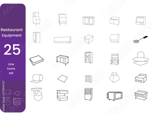 Restaurant Equipment icons set vector.
