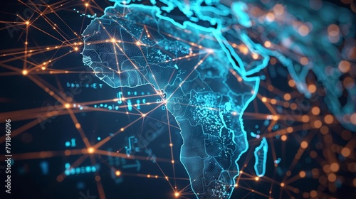digital map of africa global network connectivity concept highspeed data transfer illustration