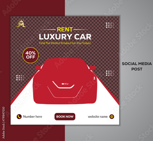 Luxury Car rental promotion social media post banner template design