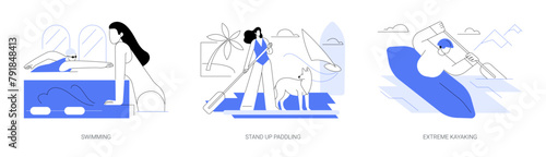 Water sports isolated cartoon vector illustrations se