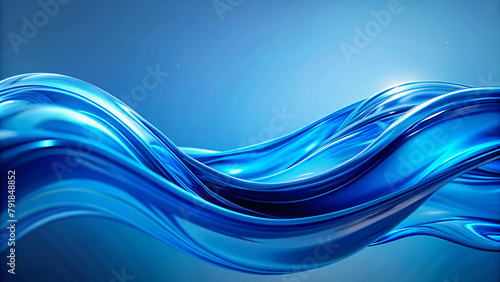 Wallpaper Mural Blue Wave Abstraction: A smooth, futuristic design blending waves and lines in a dynamic blue backdrop, perfect for business concepts Torontodigital.ca