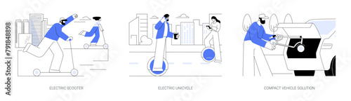 Electric urban vehicles isolated cartoon vector illustrations se