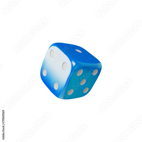 Blue die in motion 3D icon vector illustration