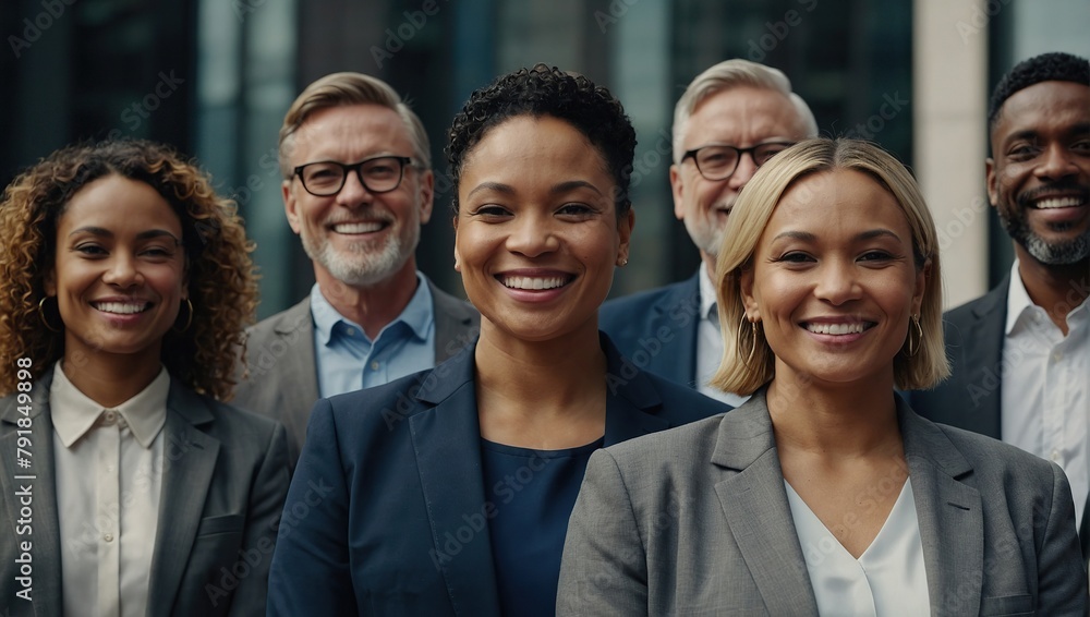 Diverse team of professionals posing with a smile