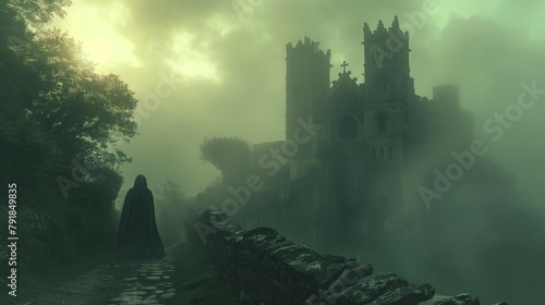 Mysterious Medieval Castle in Yorkshire, generative ai