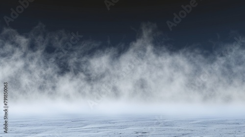 Serene Winter Landscape: Snow-Covered Plains and Wispy Clouds