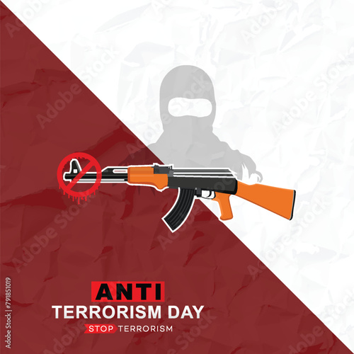 Anti-Terrorism Day, poster. Anti-terrorism day poster, Terrorism Day, 21 May. vector illustration. Anti-terrorism day post. background, banner, post. and card. world. National, Social Media Post. 
