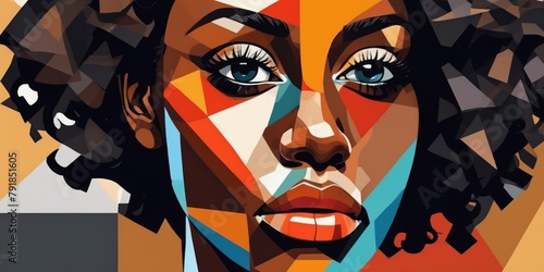 Colorful Modern Abstract Portrait Of a Black Woman
