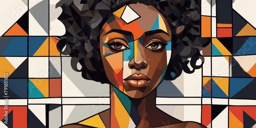 Colorful Modern Abstract Portrait Of a Black Woman