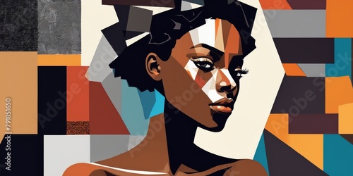 Colorful Modern Abstract Portrait Of a Black Woman