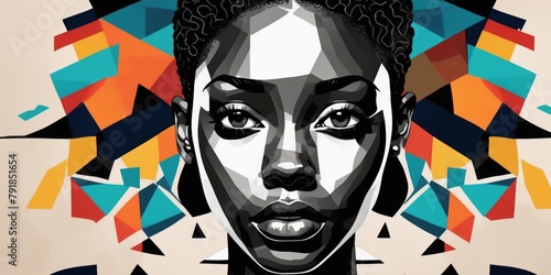 Colorful Modern Abstract Portrait Of a Black Woman