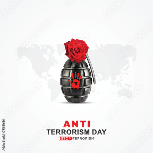 Anti-Terrorism Day, poster. Anti-terrorism day poster, Terrorism Day, 21 May. vector illustration. Anti-terrorism day post. background, banner, post. and card. world. National, Social Media Post. 
