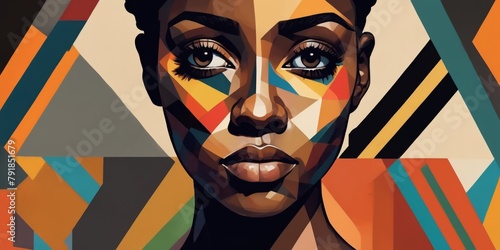 Colorful Modern Abstract Portrait Of a Black Woman