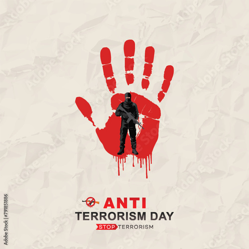 Anti-Terrorism Day, poster. Anti-terrorism day poster, Terrorism Day, 21 May. vector illustration. Anti-terrorism day post. background, banner, post. and card. world. National, Social Media Post. 
