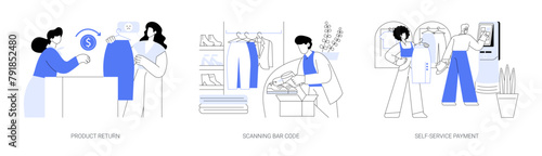 At the check-out counter isolated cartoon vector illustrations se