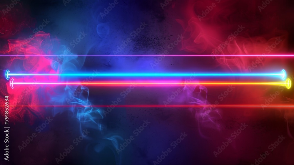 Laser lights isolated on transparent background. Modern illustration of neon red, green, and blue energy rays. Bright projector lines. Futuristic weapon. Magic flash.
