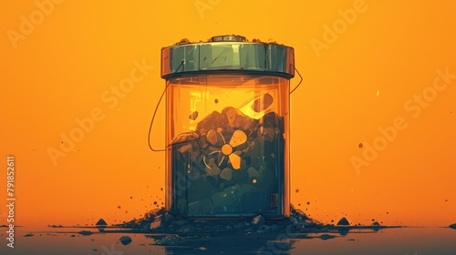 The icon representing used nuclear fuel is displayed in outlines