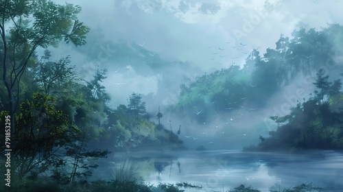 Misty morning background © pixelwallpaper