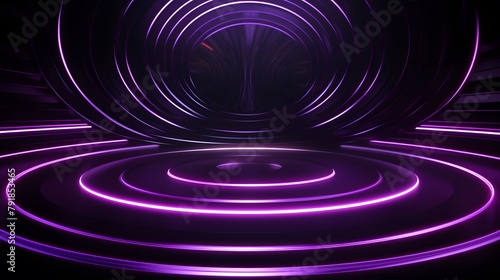 3d rendering of purple and black abstract geometric background. Scene for advertising, technology, showcase, banner, game, sport, cosmetic, business, metaverse. Sci-Fi Illustration. Product display