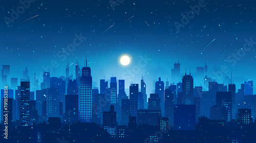 Night over the city background with a beautiful skyline