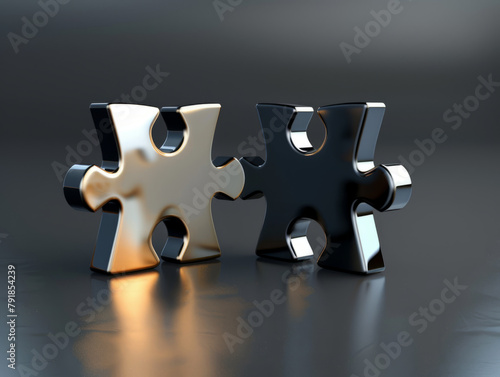 Two mismatched puzzle pieces struggling to fit together, symbolizing the challenges of unity and collaboration.