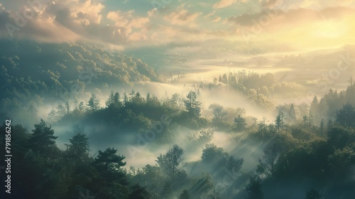 Misty morning background wallpaper