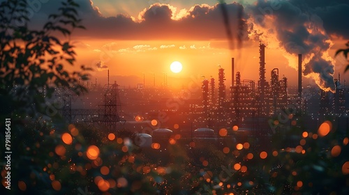 Breathtaking Sunset Over Industrialized Cityscape