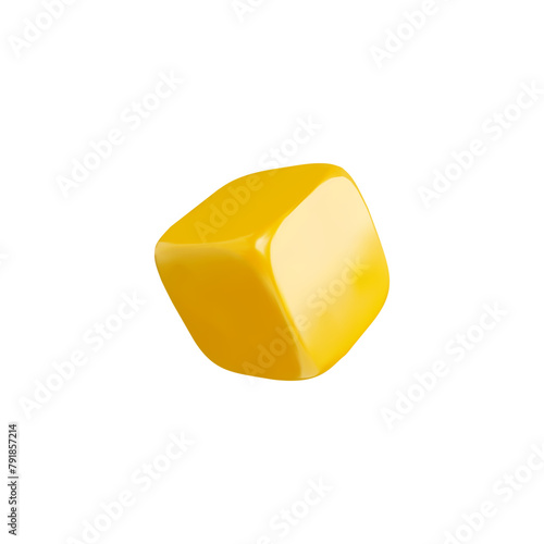 Vector 3D yellow dice, ideal for business or gambling on an isolated background.