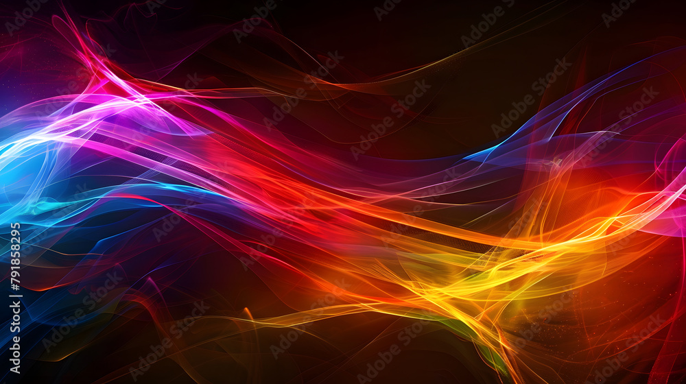 Obraz premium Abstract background with flowing colorful lines illustration wallpaper background or backdrop banner.