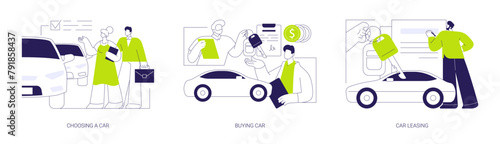 Car dealership abstract concept vector illustrations.