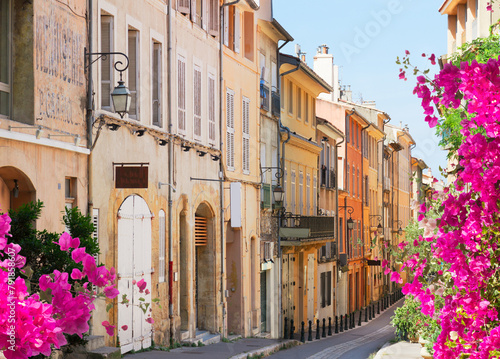 Bild auf Leinwand old town street of Aix en Provence at summer day, France