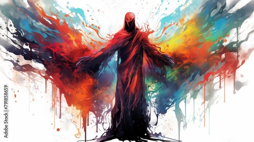 Abstract and Colorful Illustration of a Wraith on a White Background