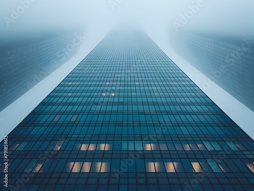 Towering Architectural Masterpiece Standing Tall Against a Clear Sky Exuding Surreal Minimalist Elegance and Isolation