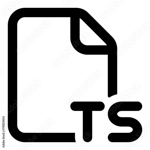 TS file format icon in outline style. Simple document extension vector — pixel-perfect icon. photo