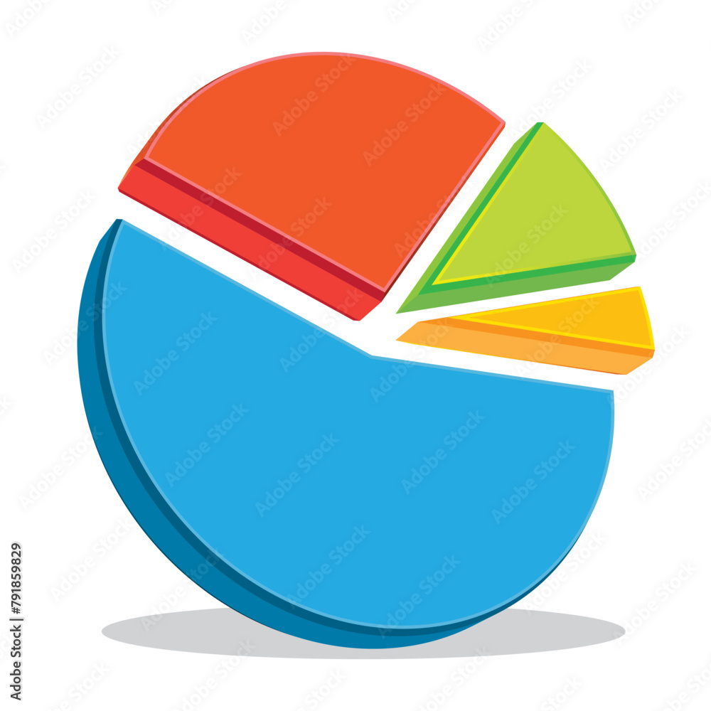 Colorful pie chart. Flat design. Hand drawn vector icon illustration.
