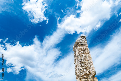 Architectural detail of ancient Greek city of Aphrodisias Archaeological site in Turkey