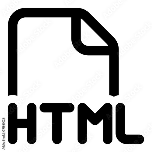 HTML file format icon in outline style. Simple document extension vector — pixel-perfect icon.