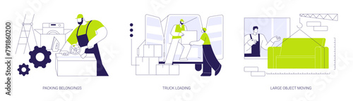 Moving company services abstract concept vector illustrations.