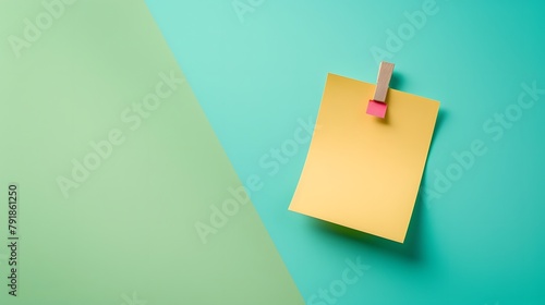 a blank note pinned on a refreshing mint-to-lime gradient background, perfect for jotting down your notes, captured in full ultra HD high resolution. photo