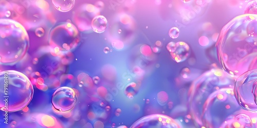 Wallpaper Mural Purple beauty collagen skin serum and vitamin illustration, hyaluronic acid molecules background Torontodigital.ca