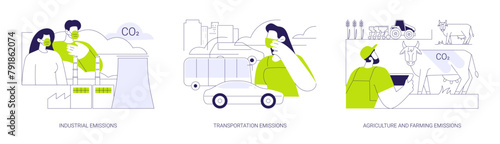CO2 emissions abstract concept vector illustrations.