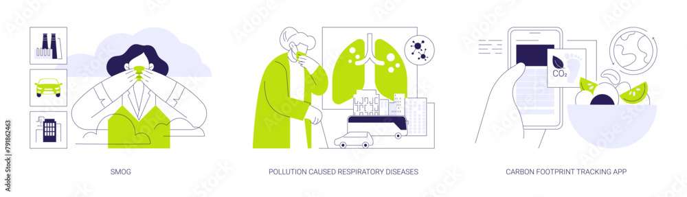 Naklejka premium CO2 emission consequences abstract concept vector illustrations.