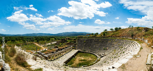 The Theater of the Aphrodisias ancient city archaeological site in Aydin, Turkey. 
